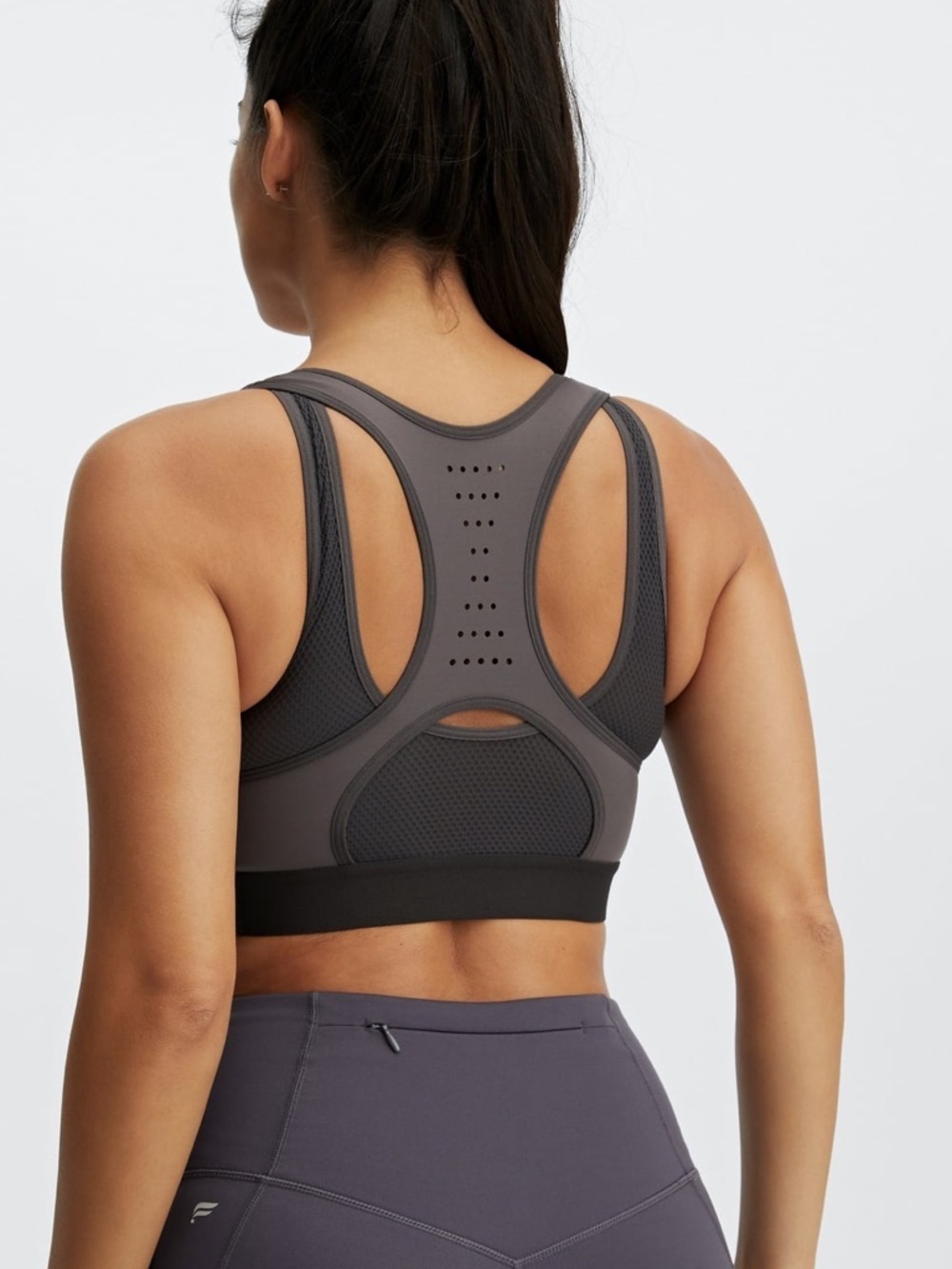 Fabletics Elsie High Impact Sports Bra in Mid-Grey/Phantom Size: Medium - Picture 2 of 9